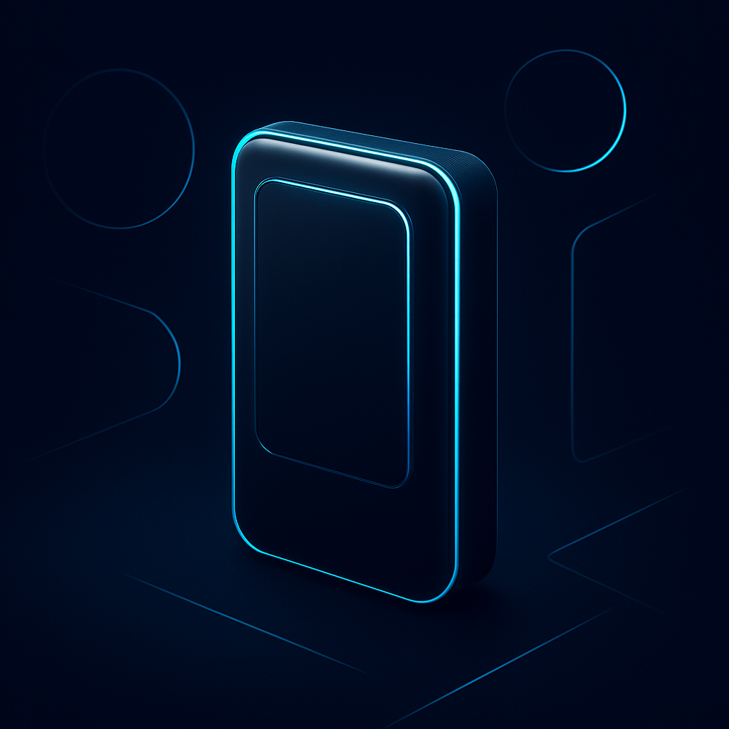 Product concept visual design with dark background and electric blue highlights
