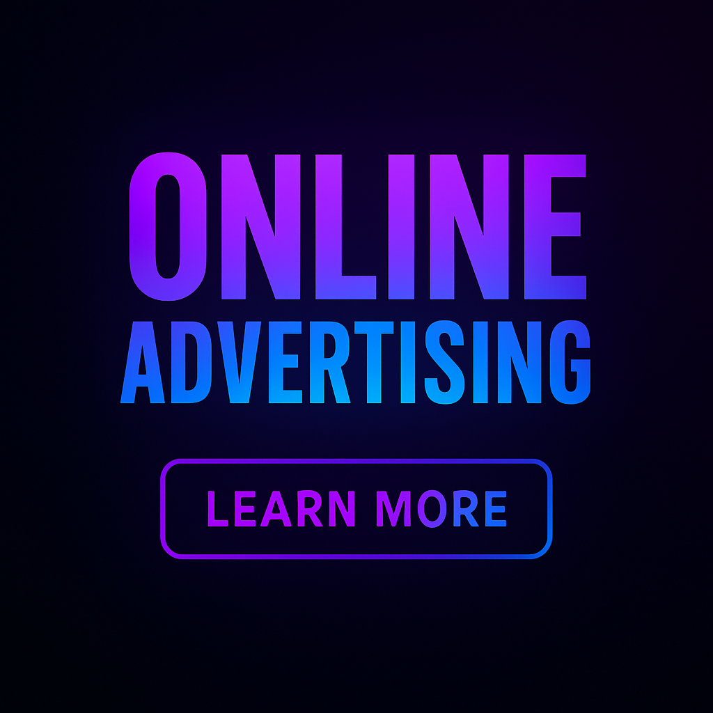 Social media advertising creative with vibrant purple and blue gradient design